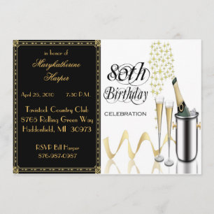 Elegant 80th Birthday Party Invitation