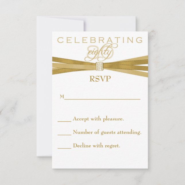 Elegant 80th Birthday Party Invitations RSVP Card (Front)