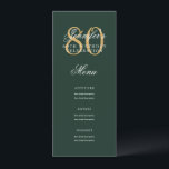 Elegant 80th Birthday Party Menu Gold Green  Invitation<br><div class="desc">Elegant "Birthday Party Menu" design with a formal typography script in Gold & Green w/ custom text.</div>