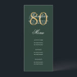 Elegant 80th Birthday Party Menu Gold Green  Invitation<br><div class="desc">Elegant "Birthday Party Menu" design with a formal typography script in Gold & Green w/ custom text.</div>