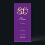 Elegant 80th Birthday Party Menu Gold Purple  Invitation<br><div class="desc">Elegant "Birthday Party Menu" design with a formal typography script in Gold & Purple w/ custom text.</div>