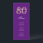 Elegant 80th Birthday Party Menu Gold Purple  Invitation<br><div class="desc">Elegant "Birthday Party Menu" design with a formal typography script in Gold & Purple w/ custom text.</div>