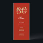 Elegant 80th Birthday Party Menu Gold Red  Invitation<br><div class="desc">Elegant "Birthday Party Menu" design with a formal typography script in Gold & Red w/ custom text.</div>