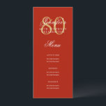 Elegant 80th Birthday Party Menu Gold Red  Invitation<br><div class="desc">Elegant "Birthday Party Menu" design with a formal typography script in Gold & Red w/ custom text.</div>