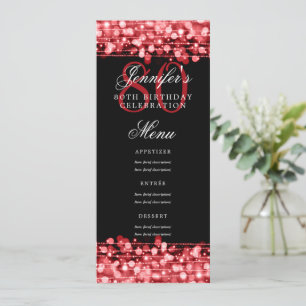 Elegant 80th Birthday Party Menu Red Lights Invitation