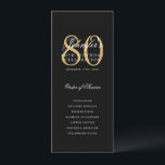 Elegant 80th Birthday Party Program Black Gold  Invitation<br><div class="desc">Elegant "Birthday Party Program" design with a formal script typography and custom text.</div>
