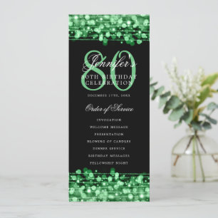 Elegant 80th Birthday Party Program Green  Invitation