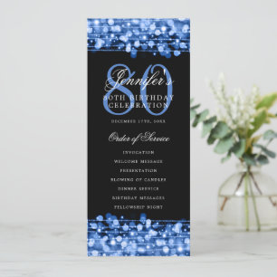Elegant 80th Birthday Party Program Navy Blue Invitation