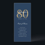 Elegant 80th Birthday Party Program Navy Gold  Invitation<br><div class="desc">Elegant "Birthday Party Program" design with a formal script typography and custom text.</div>