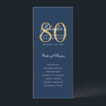 Elegant 80th Birthday Party Program Navy Gold  Invitation<br><div class="desc">Elegant "Birthday Party Program" design with a formal script typography and custom text.</div>