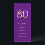 Elegant 80th Birthday Party Program Purple Gold  Invitation<br><div class="desc">Elegant "Birthday Party Program" design with a formal script typography and custom text.</div>