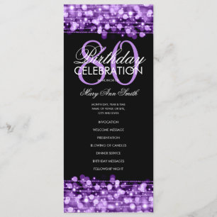 Elegant 80th Birthday Party Program Purple Menu