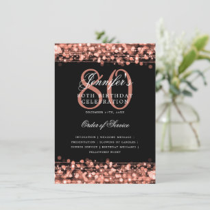 Elegant 80th Birthday Party Program Rose Gold Menu Invitation