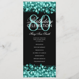 Elegant 80th Birthday Party Program Teal Menu