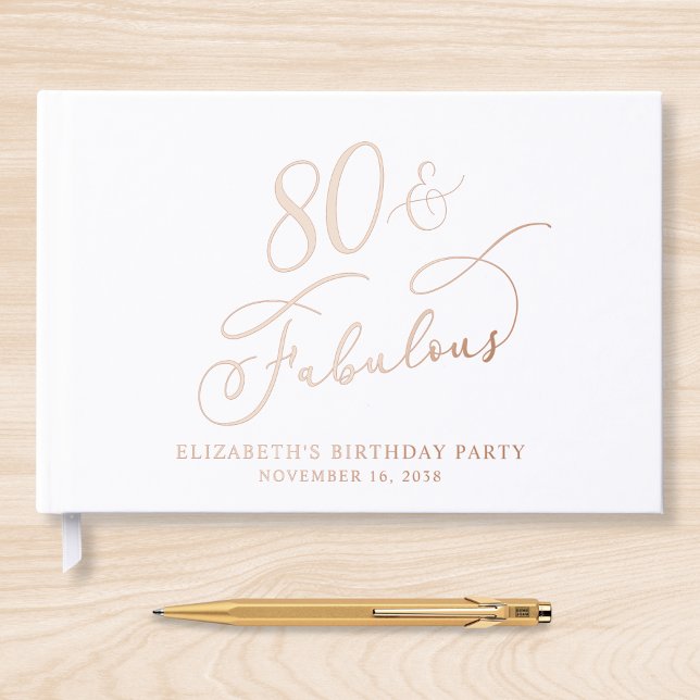 Elegant 80th Birthday Party Rose Gold Guest Book (Creator Uploaded)