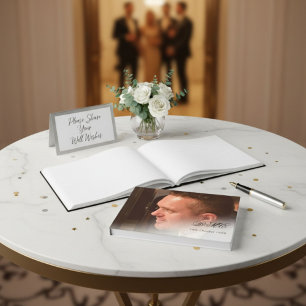 Elegant 80th Birthday Photo & Monogram Guest Book 