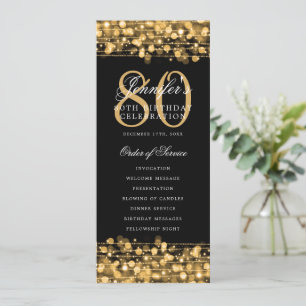 Elegant 80th Birthday Program Gold w/ Thank You Invitation