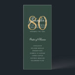 Elegant 80th Birthday Program Green Gold  Invitation<br><div class="desc">Elegant "Birthday Party Program" design with a formal script typography and custom text.</div>