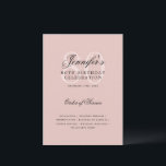 Elegant 80th Birthday Program Menu Blush Pink  Invitation<br><div class="desc">Elegant "Birthday Party Program   Menu" design with a sophisticated typography script in Blush Pink w/ custom text.</div>