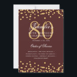 Elegant 80th Birthday Program Menu Gold Burgundy  Invitation<br><div class="desc">Elegant "Birthday Party Program" design with faux glitter confetti and custom text.</div>