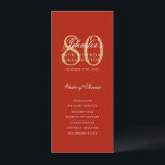 Elegant 80th Birthday Program Red Gold  Invitation<br><div class="desc">Elegant "Birthday Party Program" design with a formal script typography and custom text.</div>