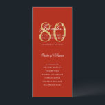 Elegant 80th Birthday Program Red Gold  Invitation<br><div class="desc">Elegant "Birthday Party Program" design with a formal script typography and custom text.</div>