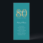 Elegant 80th Birthday Program Turquoise Gold  Invitation<br><div class="desc">Elegant "Birthday Party Program" design with a formal script typography and custom text.</div>