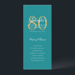 Elegant 80th Birthday Program Turquoise Gold  Invitation<br><div class="desc">Elegant "Birthday Party Program" design with a formal script typography and custom text.</div>