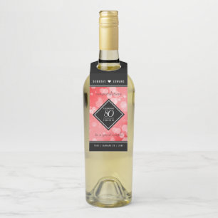 Elegant 80th Ruby Wedding Anniversary Celebration Bottle Tag