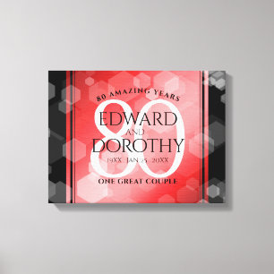 Elegant 80th Ruby Wedding Anniversary Celebration Canvas Print
