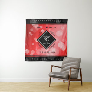 Elegant 80th Ruby Wedding Anniversary Celebration Tapestry