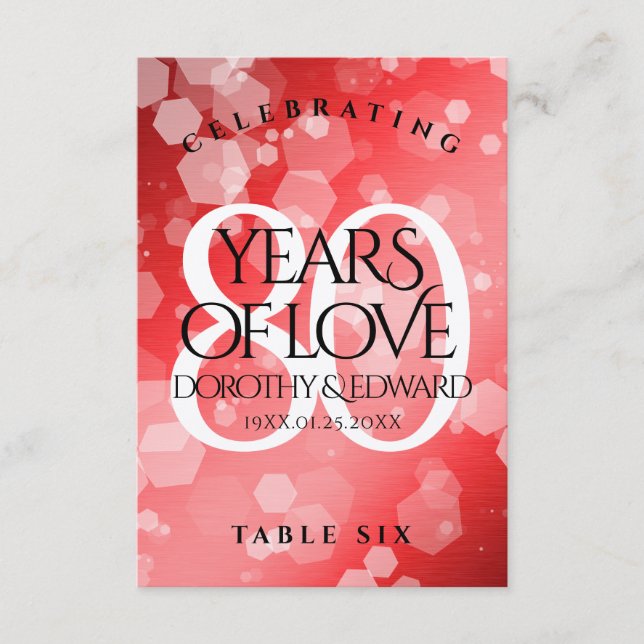 Elegant 80th Ruby Wedding Anniversary Celebration Thank You Card (Front)