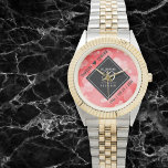 Elegant 80th Ruby Wedding Anniversary Celebration Watch<br><div class="desc">Celebrate the 80th wedding anniversary and a love that stands the test of time with this stylish watch! Elegant black and white lettering with hexagonal confetti on a ruby red background add a memorable touch for this special occasion and extraordinary milestone. Personalize with the couple's names and dates of marriage....</div>