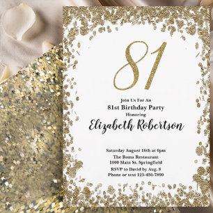 Elegant 81st Birthday Invitation For Her in Gold