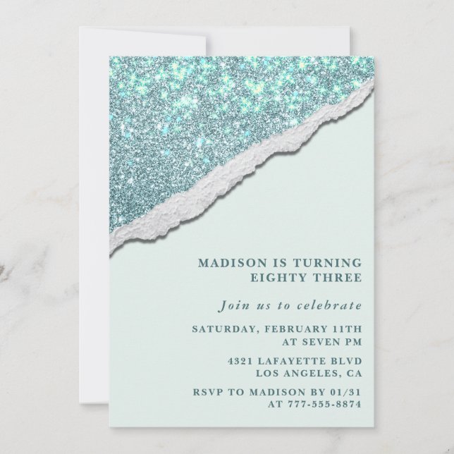 Elegant 83rd birthday invitations Sparkle Glitter (Front)