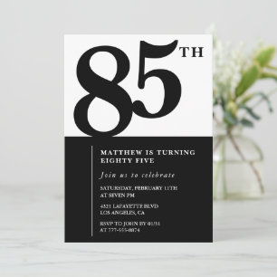 Elegant 85th birthday invitation Black Chic Modern
