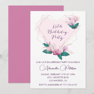 Elegant 85th birthday invitations Pink Floral