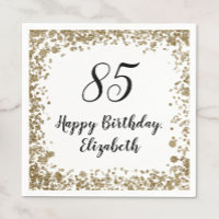 Elegant 85th Birthday Napkins With Gold Sequins
