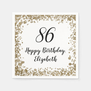 Elegant 86th Birthday Napkins With Gold Sequins