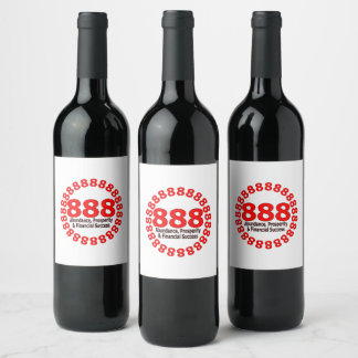 Elegant 888 Angel Number Wine Bottle Label