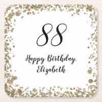 Elegant 88th Birthday Coasters With Gold Sequins
