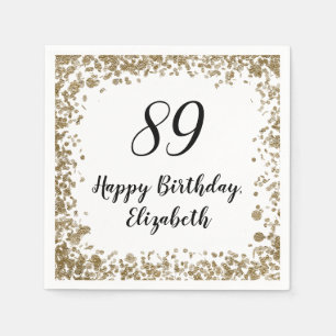 Elegant 89th Birthday Napkins With Gold Sequins