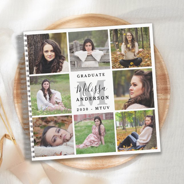 Elegant 8 Photo Collage Graduation GuestBook Notebook (Creator Uploaded)