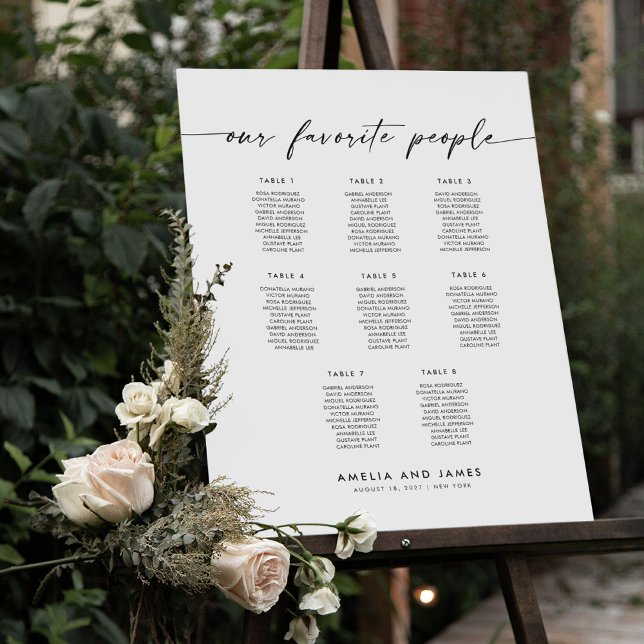 Elegant 8 Tables Favourite People Seating Chart (Creator Uploaded)