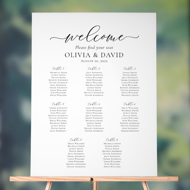 Elegant 8 Tables Welcome Acrylic Seating Chart (Neutral)