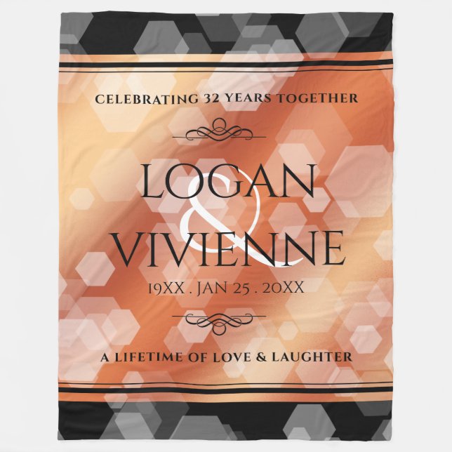 Elegant 8th 32nd Bronze Wedding Anniversary Fleece Blanket (Front)