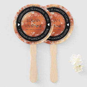 Elegant 8th 32nd Bronze Wedding Anniversary Hand Fan