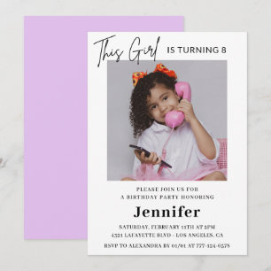 Elegant 8th birthday invitations Photo Girl Modern