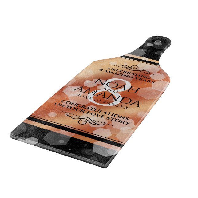 Elegant 8th Bronze Wedding Anniversary Celebration Cutting Board (Corner)