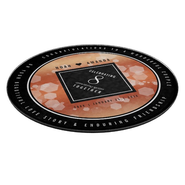 Elegant 8th Bronze Wedding Anniversary Celebration Cutting Board (Corner)